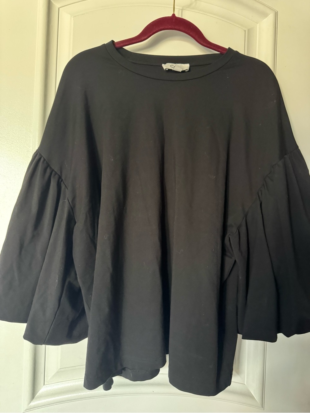 COS- Black Balloon Sleeve Women's Top - EU Large